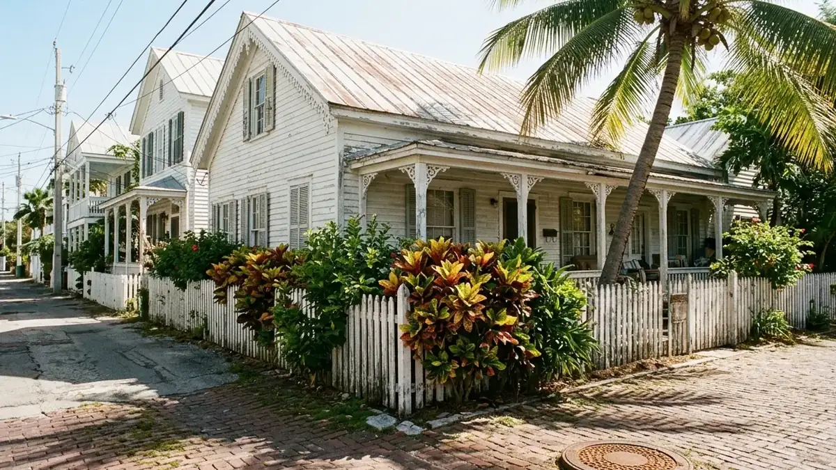 Wooden conch house, the kind of home we serve with trenchless sewer line repair in Key West, FL