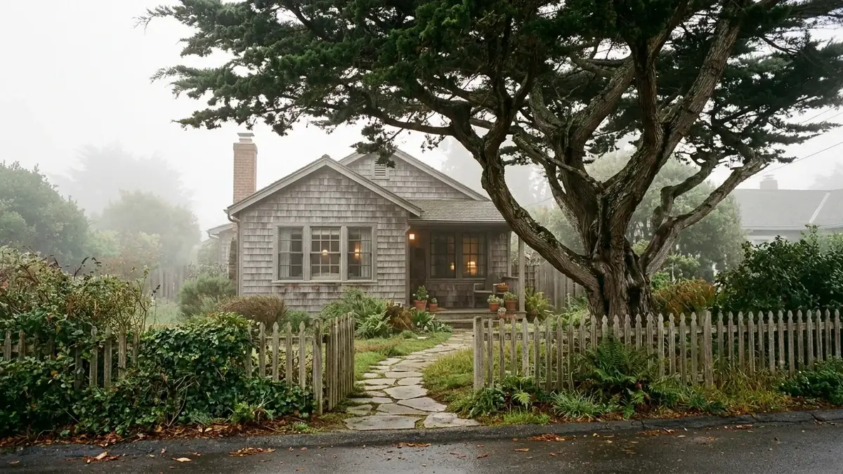Older coastal cottage, the kind of home we serve with trenchless sewer line repair in Monterey, CA