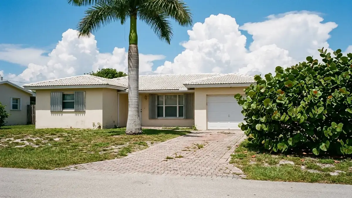 Concrete-block home with a tile roof, the kind of home we serve with trenchless sewer line repair in Miami, FL